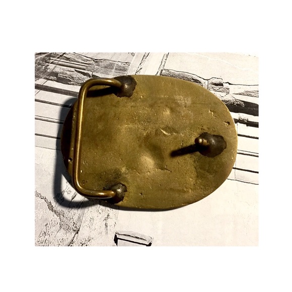 Vintage Hand Tooled Brass Sailboat Belt Buckle - Picture 2 of 5